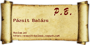 Pázsit Balázs névjegykártya