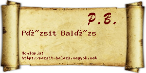 Pázsit Balázs névjegykártya